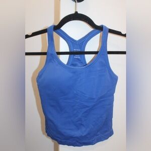 Royal Blue Ribbed Workout Tank Top with Built-In Bra • Size S (Fits XS)